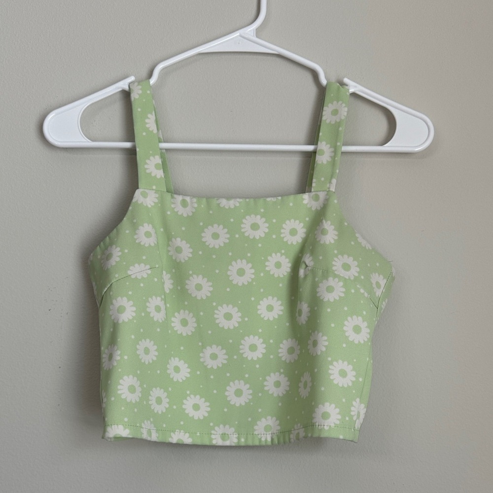 Altar'd State Floral Light Green Crop Top